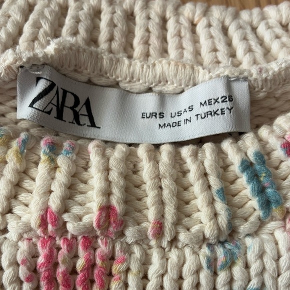 Zara Crochet Cropped Tank Top with Floral Print S - Picture 9 of 14